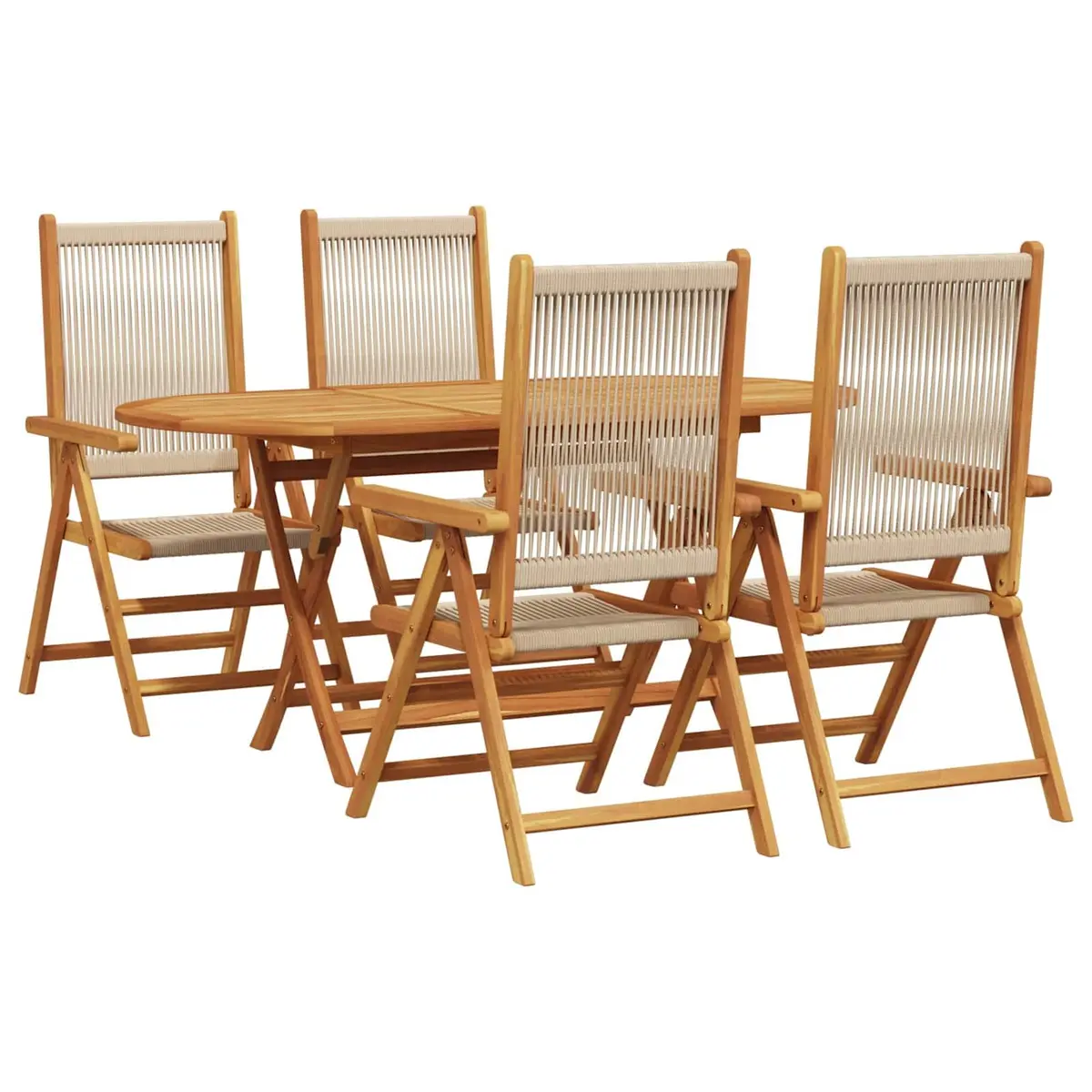 Outdoor 5-Piece Folding Dining Set in Beige