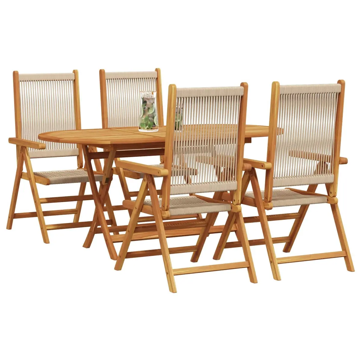 Outdoor 5-Piece Folding Dining Set in Beige