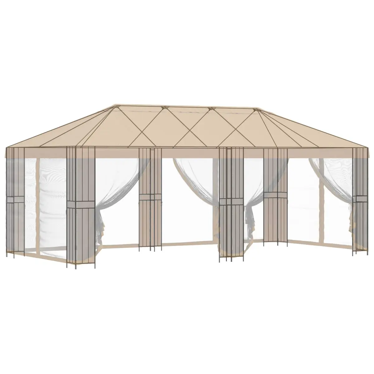 Steel Gazebo Frame Outdoor Canopy 6m x 3m Black Durable Garden Structure