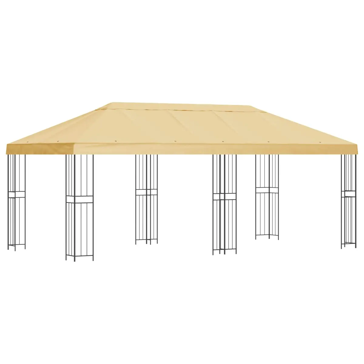 Gazebo Polyester Cream 6x3m Outdoor Garden Canopy Steel with Black Mesh Sidewalls
