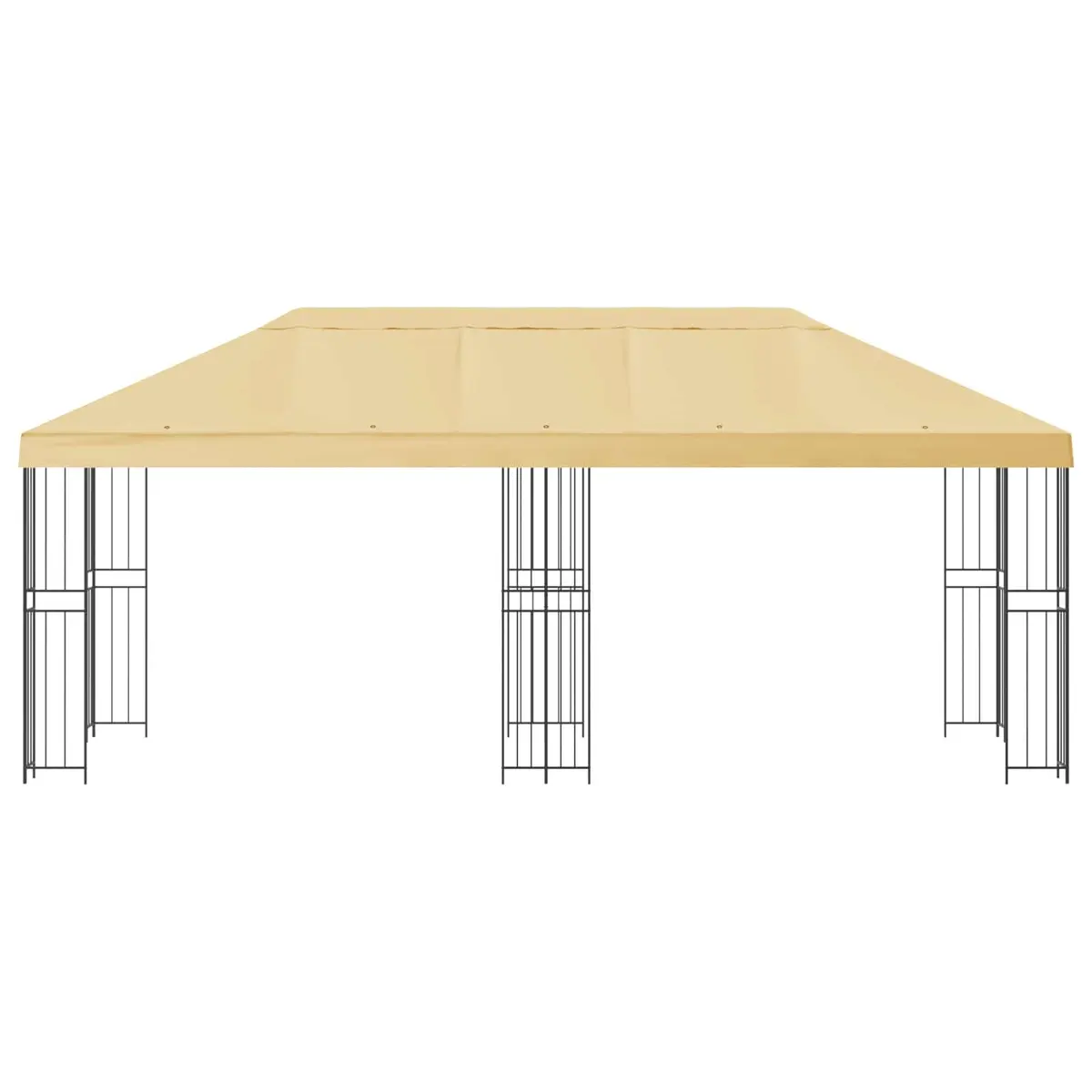 Gazebo Polyester Cream 6x3m Outdoor Garden Canopy Steel with Black Mesh Sidewalls