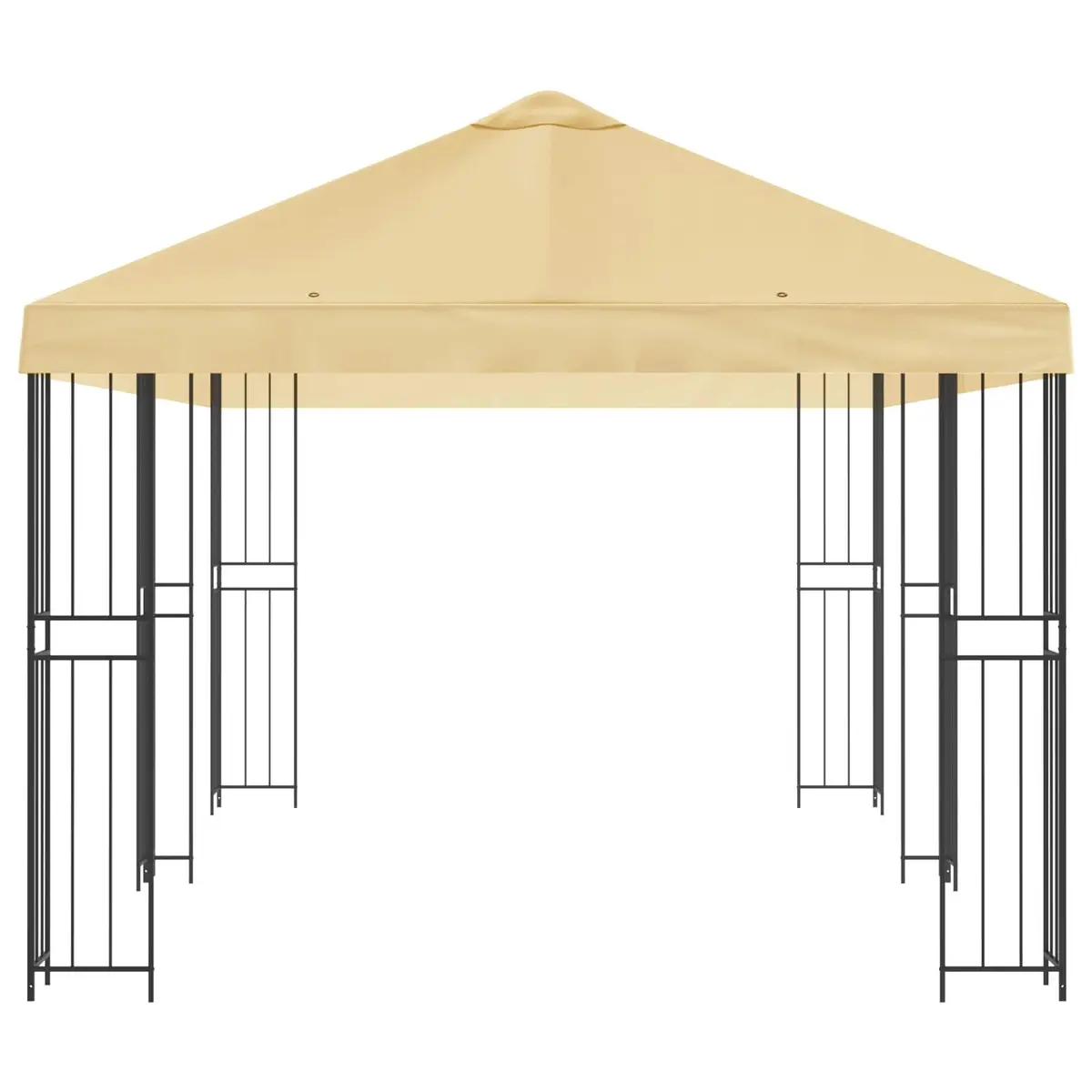 Gazebo Polyester Cream 6x3m Outdoor Garden Canopy Steel with Black Mesh Sidewalls