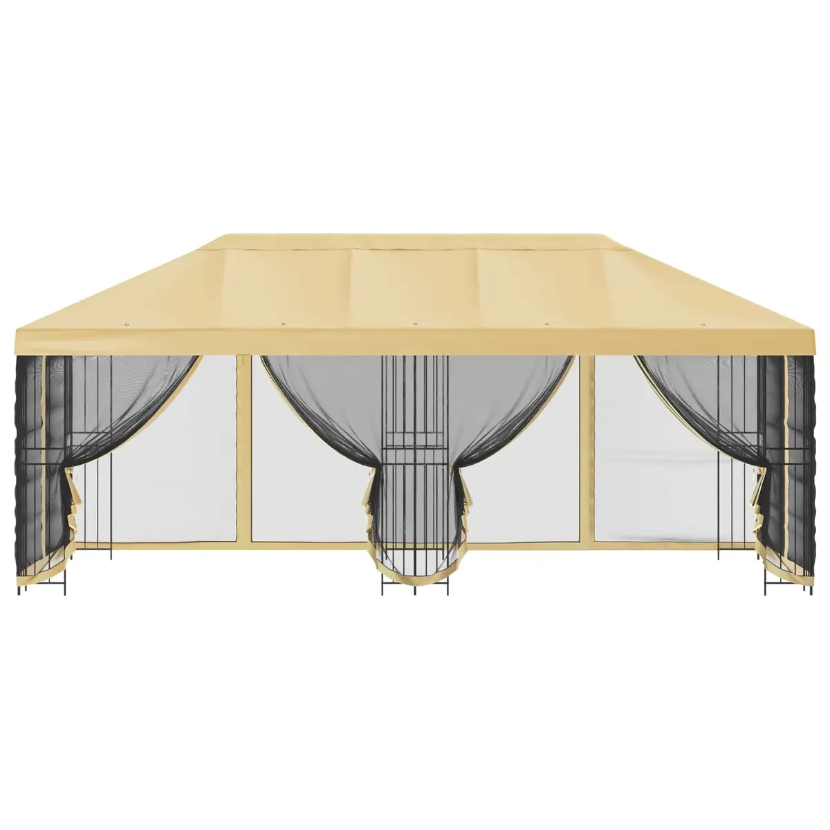 Gazebo Polyester Steel 6 x 3 m Cream with Mesh Sidewalls Outdoor Garden Patio Canopy Structure