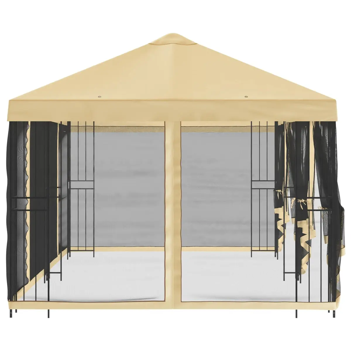Gazebo Polyester Steel 6 x 3 m Cream with Mesh Sidewalls Outdoor Garden Patio Canopy Structure