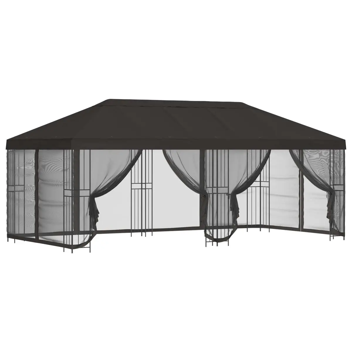 Garden Gazebo Polyester Steel 6x3m Anthracite with Mesh Sidewalls