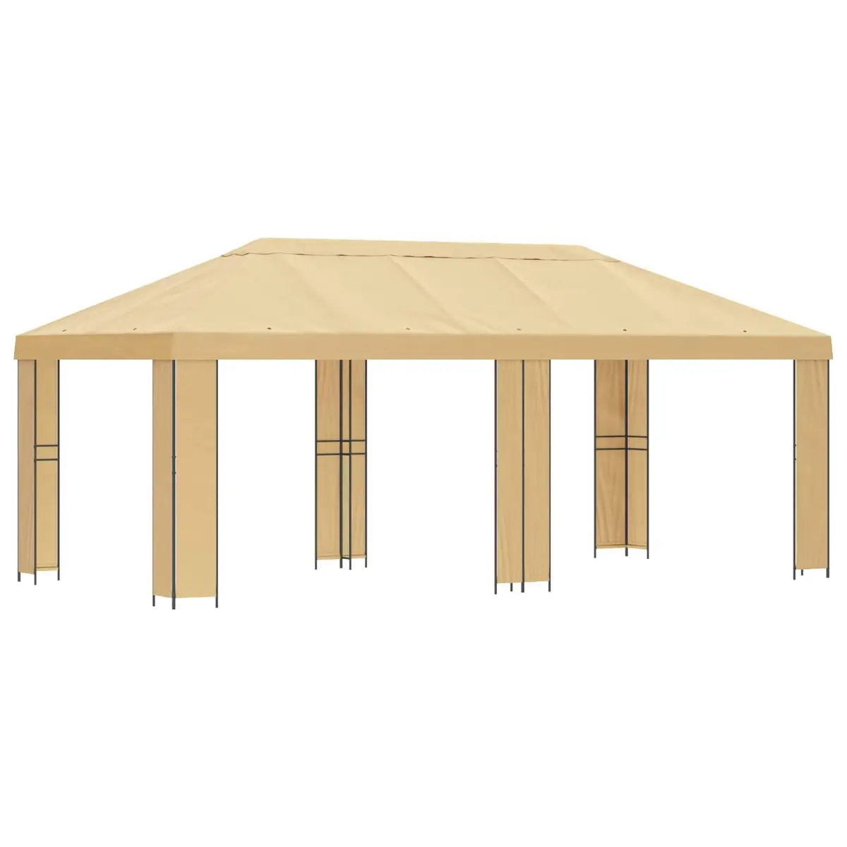 Outdoor Canopy Gazebo Cream Steel Frame Polyester 6x3m Shade Shelter