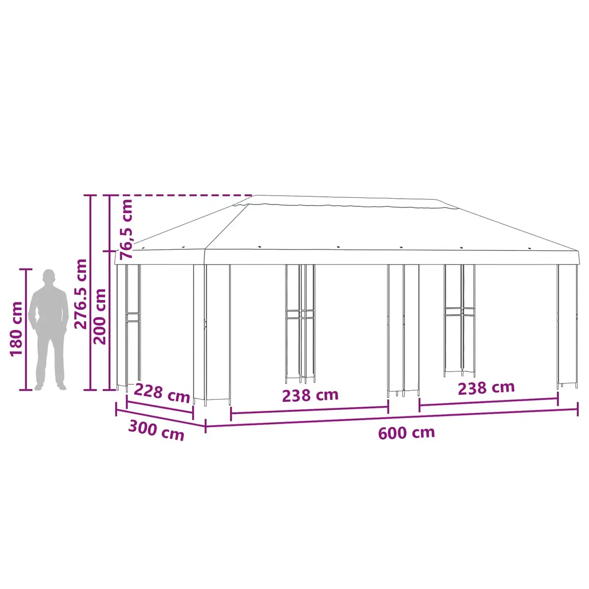 Garden Gazebo Steel Frame Polyester Cover 6 x 3 m Anthracite