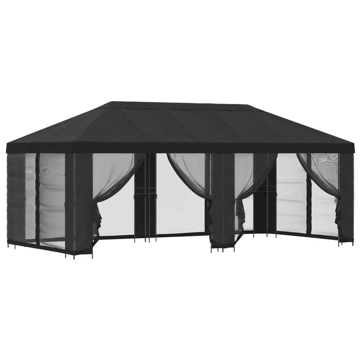 Garden Gazebo Steel Frame 6x3m Polyester Anthracite with Black Mesh Sidewalls