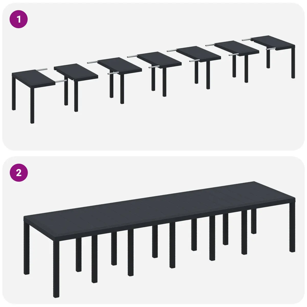 Garden Dining Table Anthracite Poly Rattan Outdoor Furniture Rectangular Large