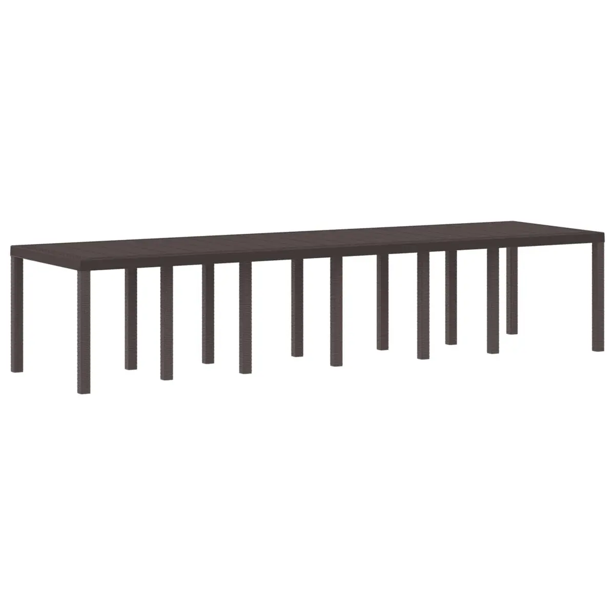 Outdoor Garden Dining Table Rectangular Poly Rattan Brown Steel Frame 350x100x74cm