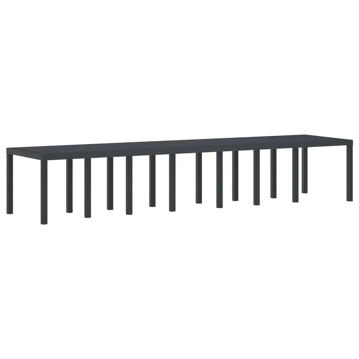 Garden Table Poly Rattan Rectangular 400x100x73cm Anthracite Steel Frame