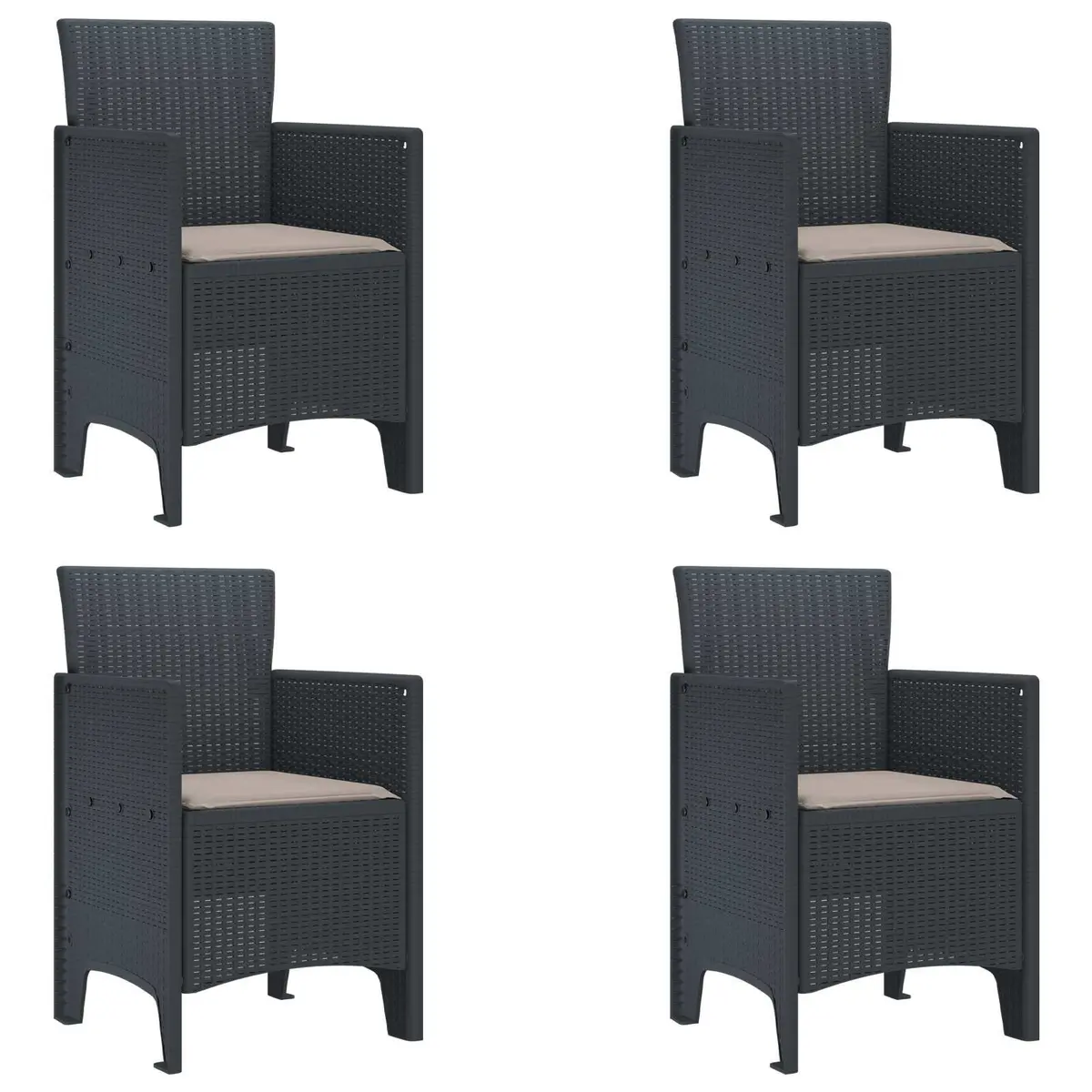 Garden Dining Set 5pcs Anthracite Outdoor Patio Table Chairs Cushions Poly