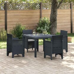 Garden Dining Set 5 pcs Anthracite Outdoor Patio Table Chairs Cushions
