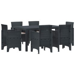 Garden Dining Set 7 Pieces Outdoor Patio Table Chairs Anthracite Rattan
