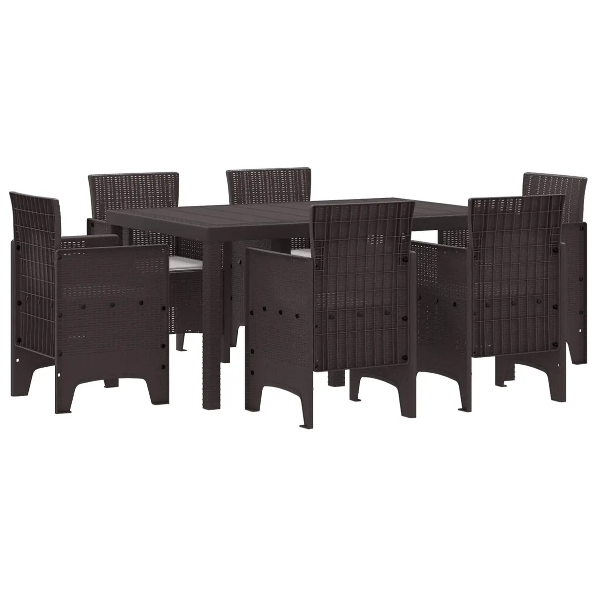 Garden Dining Set Poly Rattan 7 Piece Outdoor Furniture Brown Table Chairs