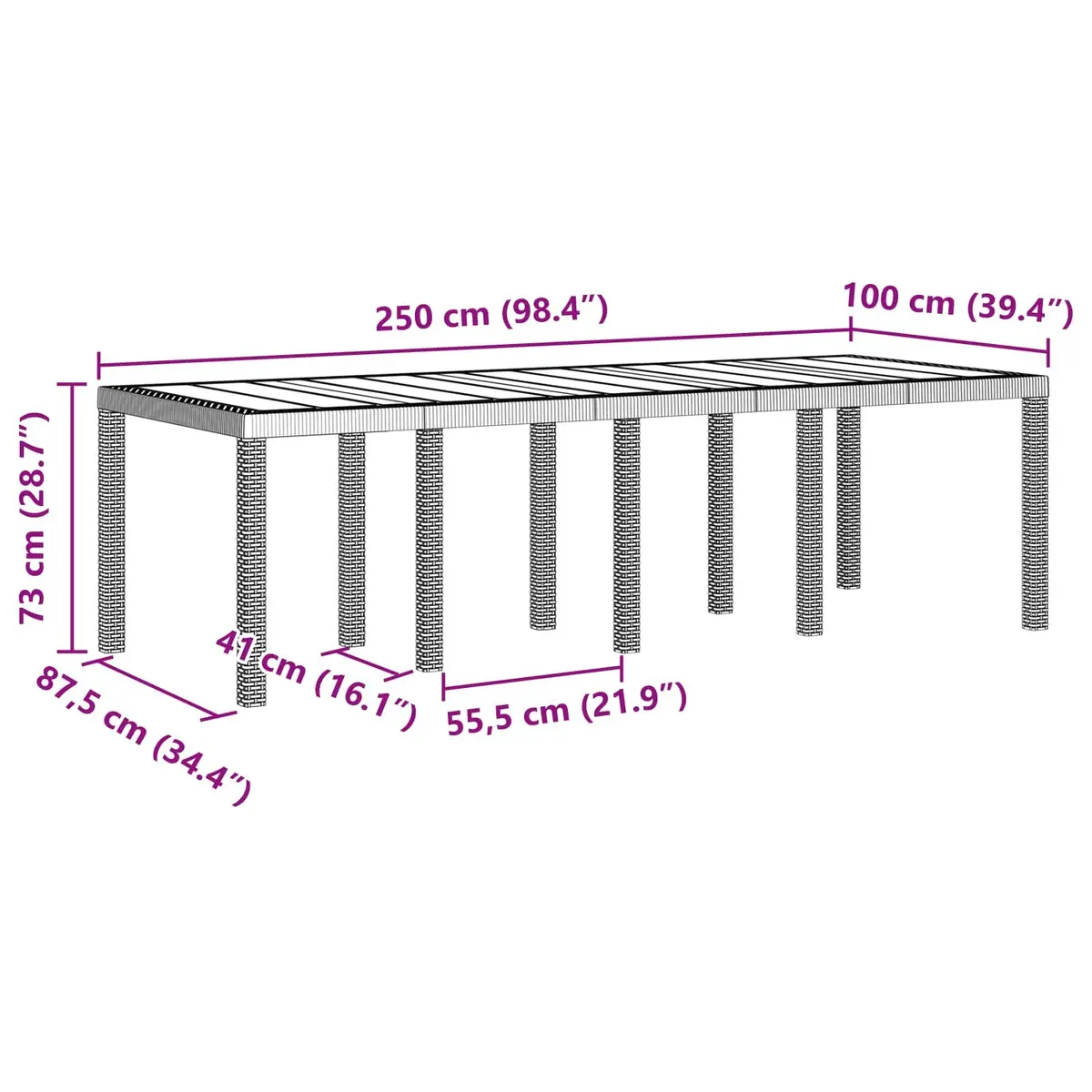 Garden Dining Set Poly Rattan 11 Pieces Rectangular Anthracite Modern