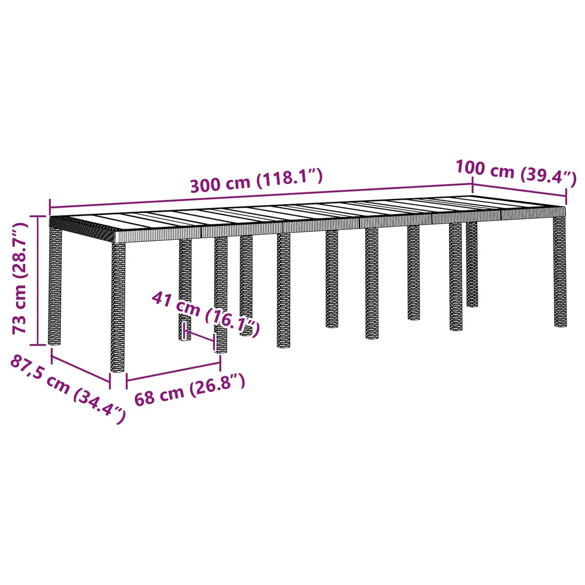 Outdoor Dining Set Poly Rattan 13 Pieces Brown Rectangular Table and Chairs
