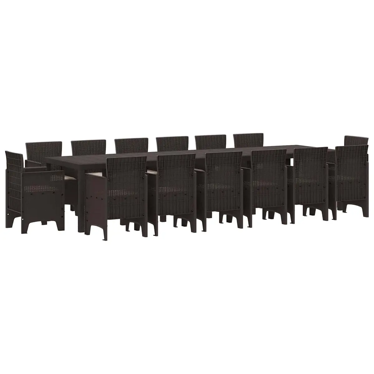 Garden Dining Set 15 Piece Poly Rattan Outdoor Furniture Brown