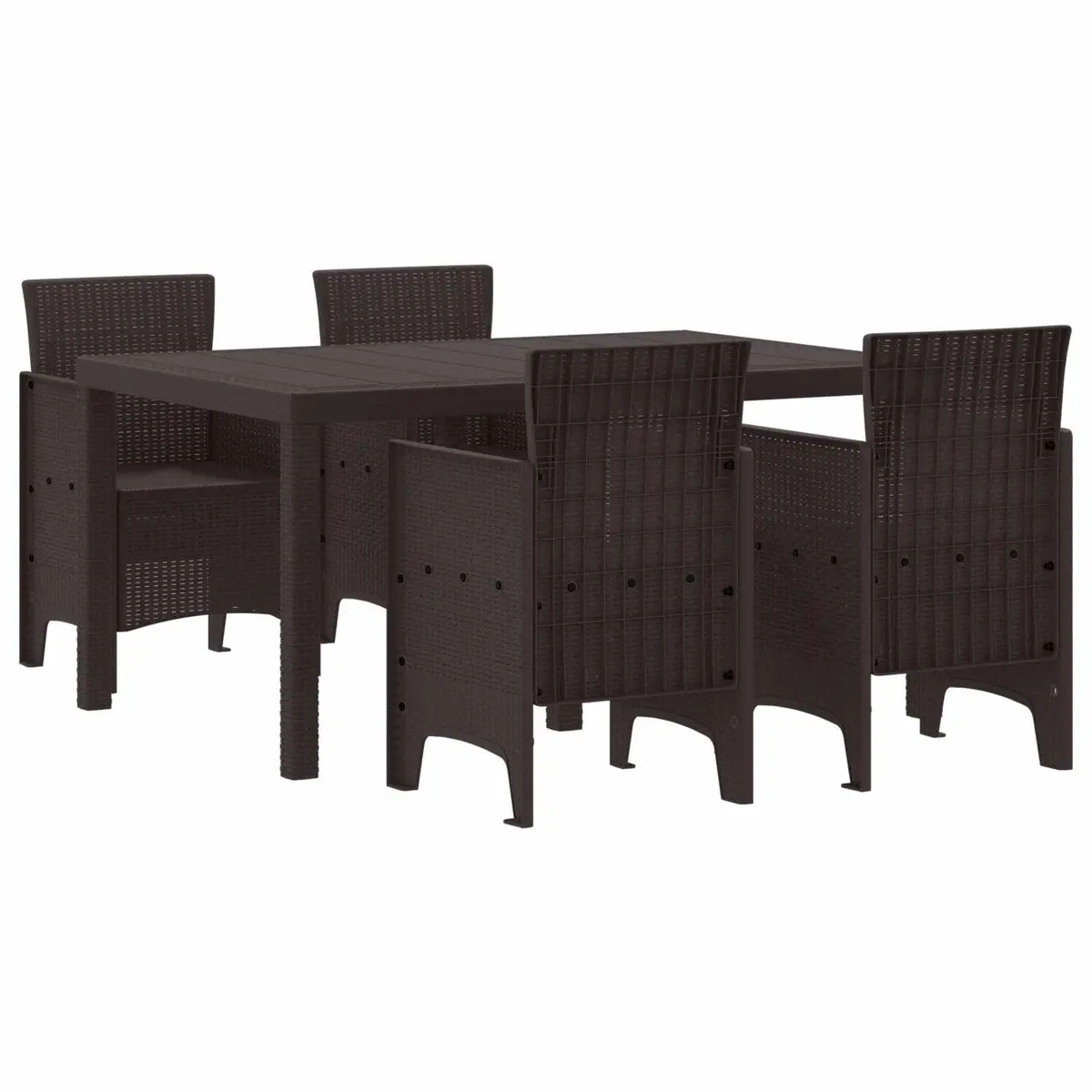 Garden Dining Set 5 Piece Outdoor Furniture Patio Rattan Table Chairs Brown