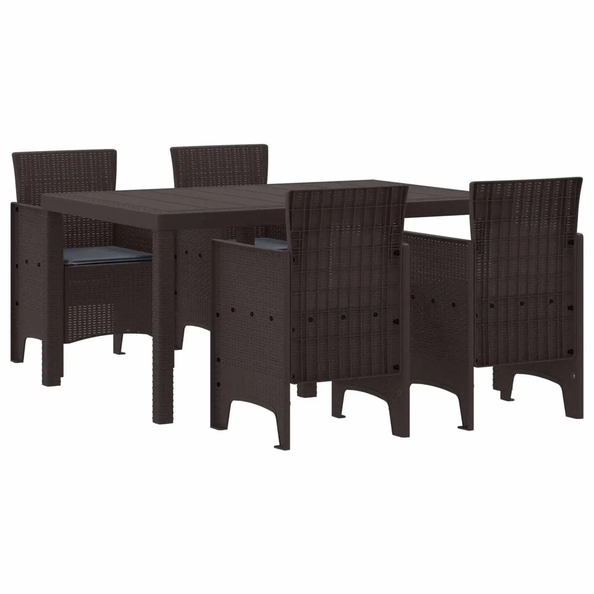 Outdoor Furniture Set Rectangular Table with Chairs 5 Pieces Brown Poly Rattan Garden Dining Set