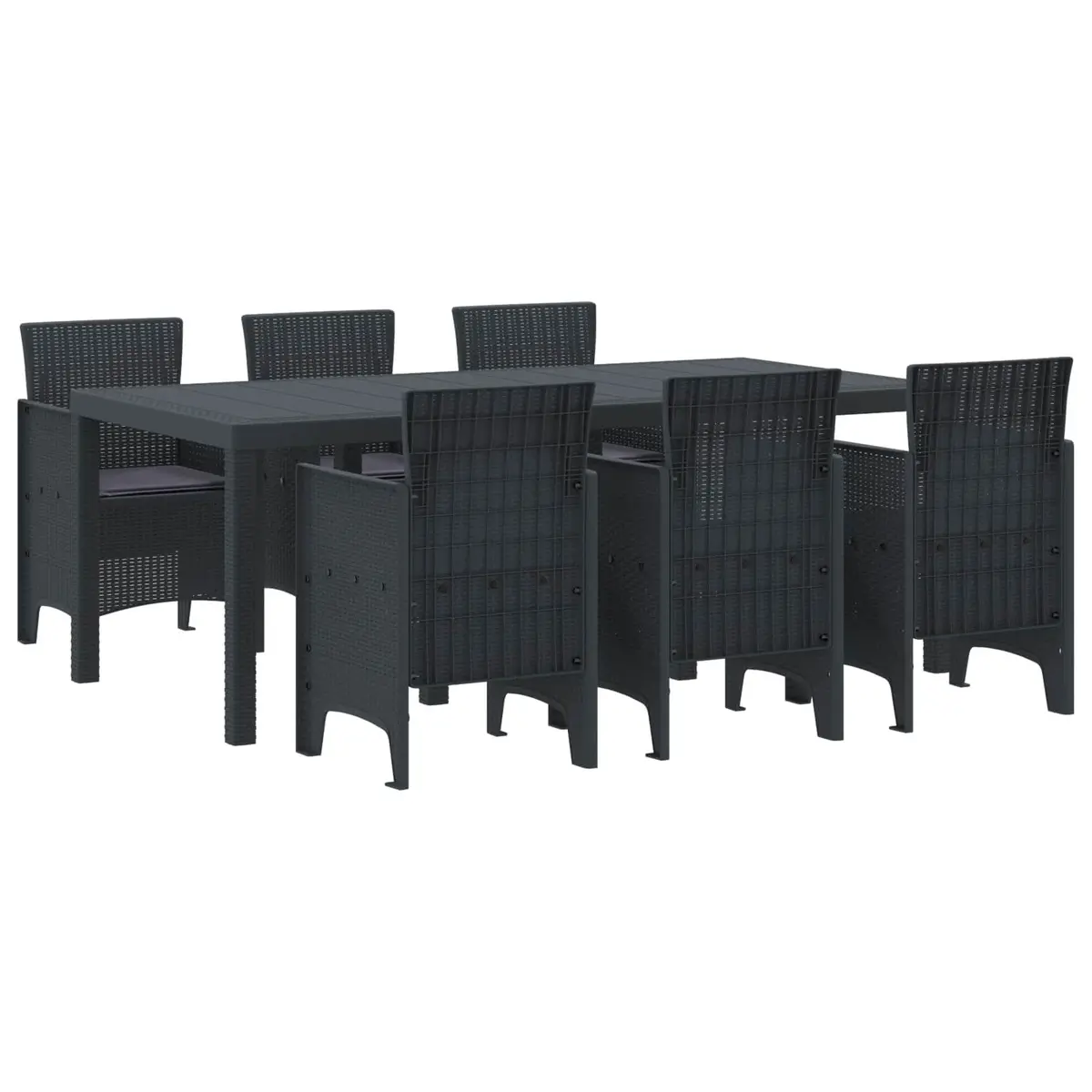 Outdoor Garden Dining Set Polypropylene 7 Piece Anthracite