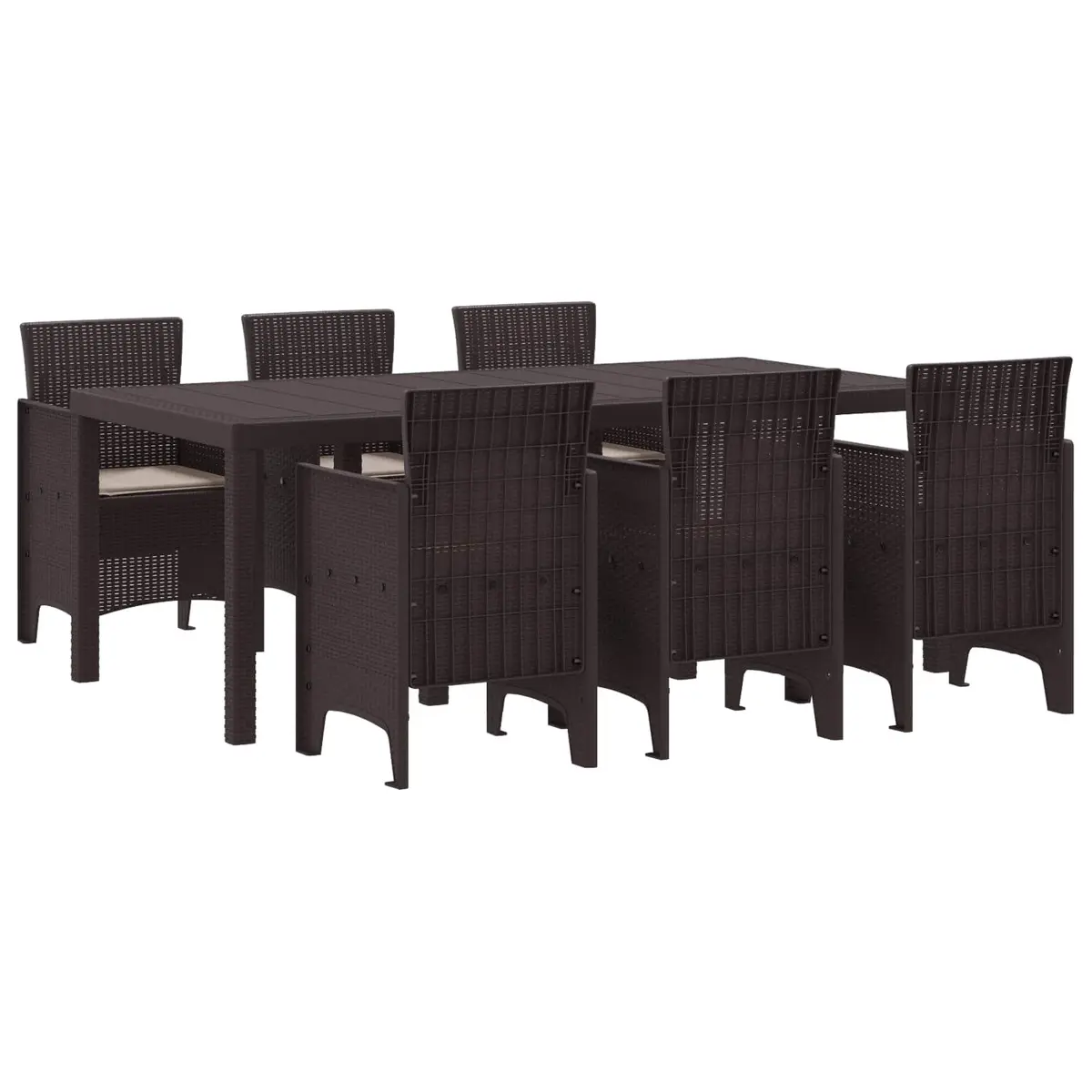 Garden Dining Set 7 Pieces Brown Outdoor Furniture Table Chairs Patio