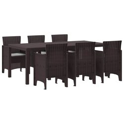 Practical 7-Piece Brown Garden Dining Set for Outdoor Use