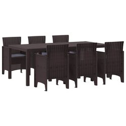 Practical 7-Piece Brown Garden Dining Set