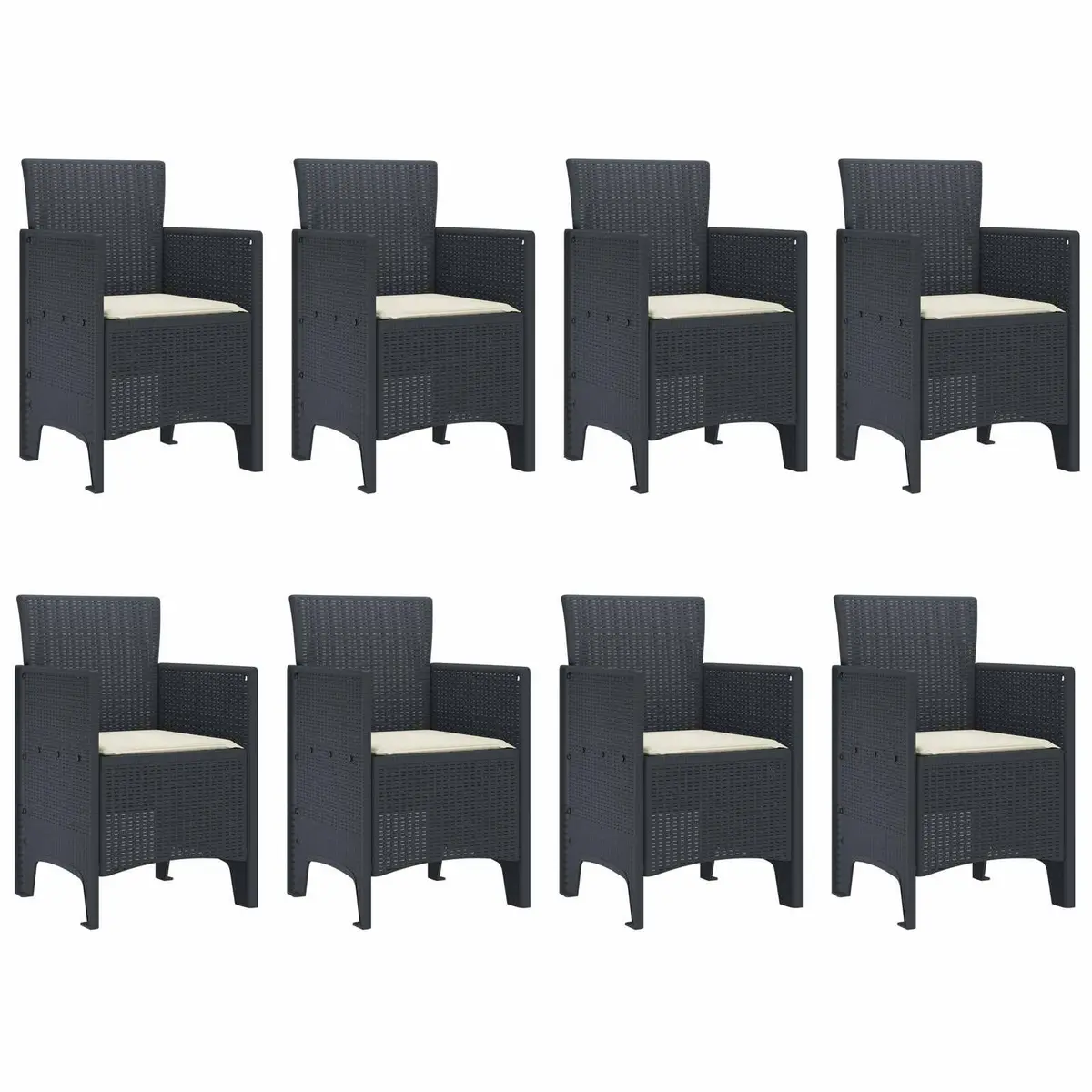 Garden Dining Set 9 Pieces Outdoor Furniture Anthracite Modern Poly Rattan
