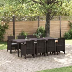 Practical 9-Piece Brown Garden Dining Furniture Set