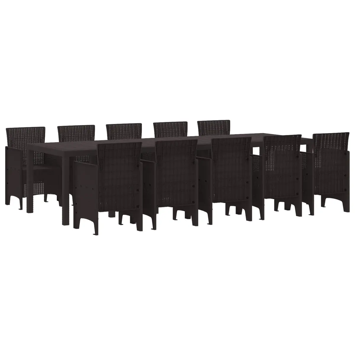 Outdoor Dining Set Poly Rattan 11 Piece Brown Garden Furniture with Cushions