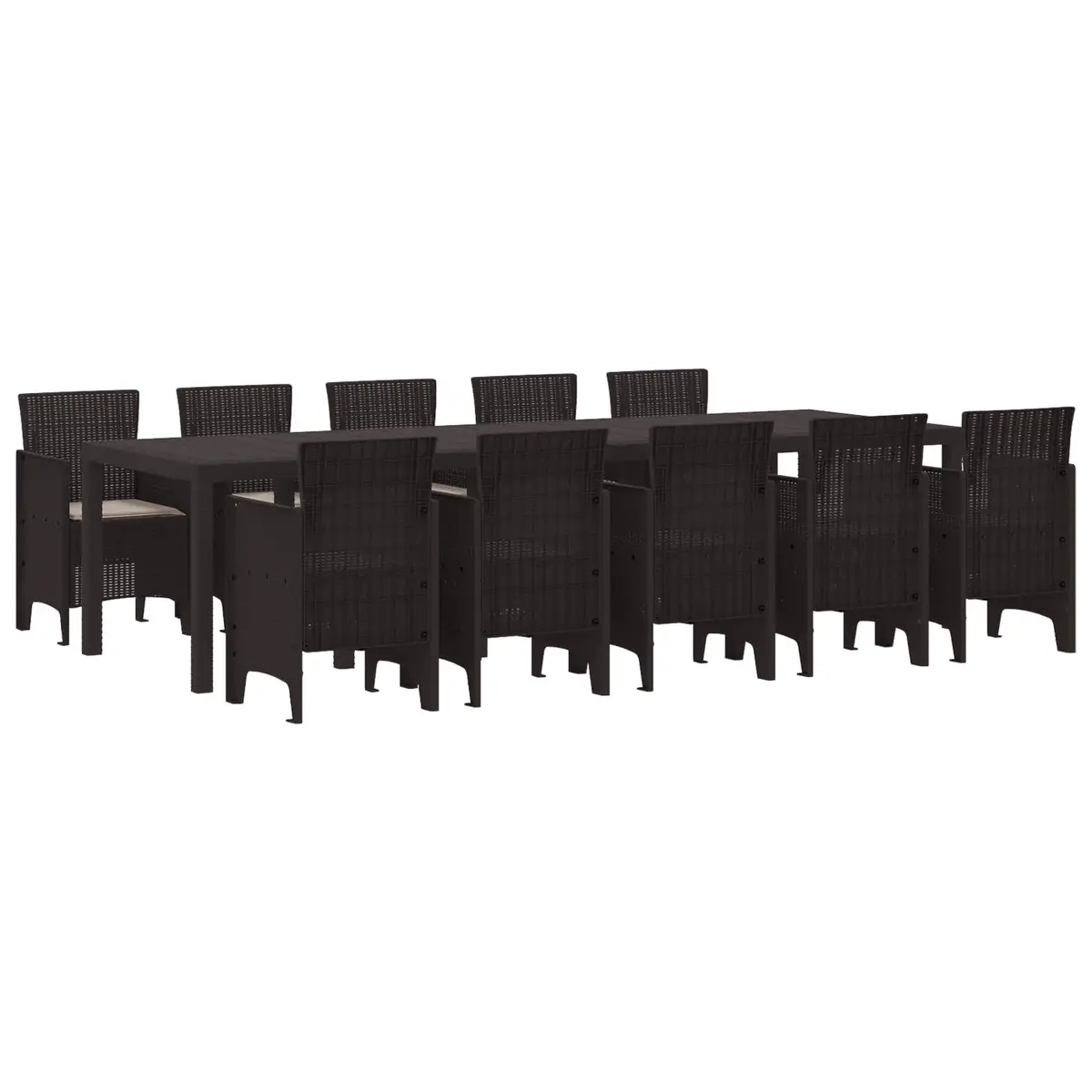 Outdoor Dining Set 11 Pieces Brown Poly Rattan Garden Furniture Patio Table