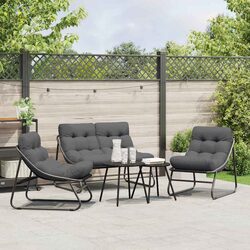 Garden Dining Set 5 Pieces Black Steel Outdoor Furniture Patio Sofa Table