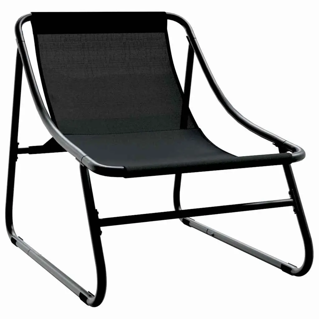 Garden Dining Set Steel 5 Pieces Black Outdoor Furniture Patio Sofa Table