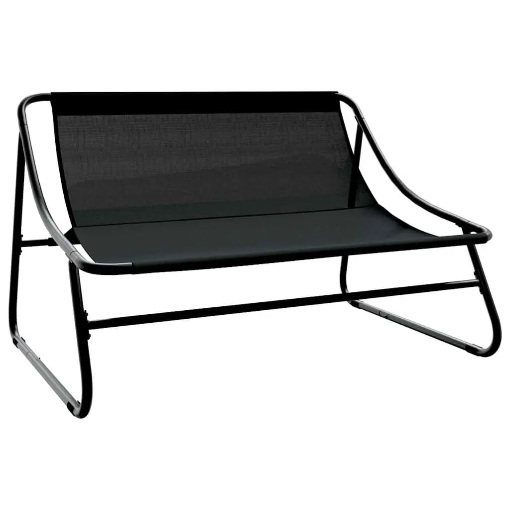 Garden Dining Set Steel 5 Pieces Black Outdoor Furniture Patio Sofa Table