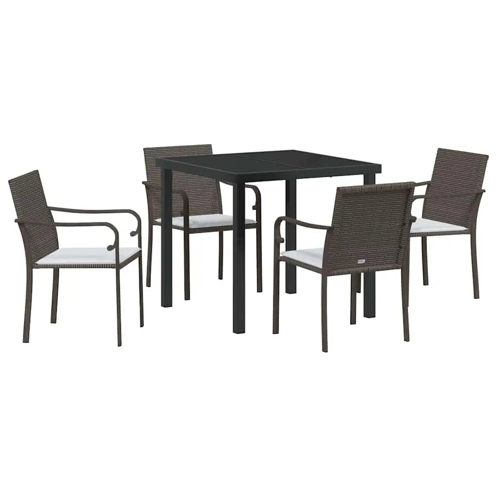 Garden Dining Set PE Rattan 5 Pieces Outdoor Furniture Patio Table Chairs Brown