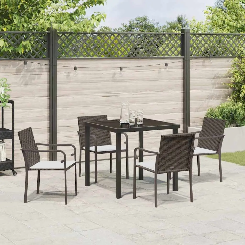 Garden Dining Set PE Rattan 5 Pieces Outdoor Furniture Patio Table Chairs Brown