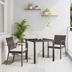Garden Dining Set 3 Pieces Outdoor Furniture PE Rattan Steel Frame Brown