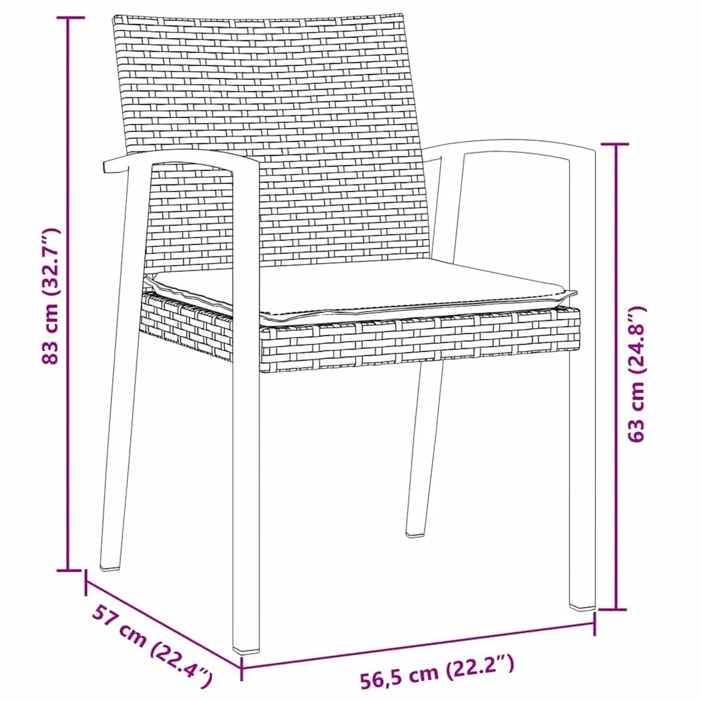 Garden Dining Set 5 Piece Outdoor Furniture PE Rattan Steel Frame Brown Black