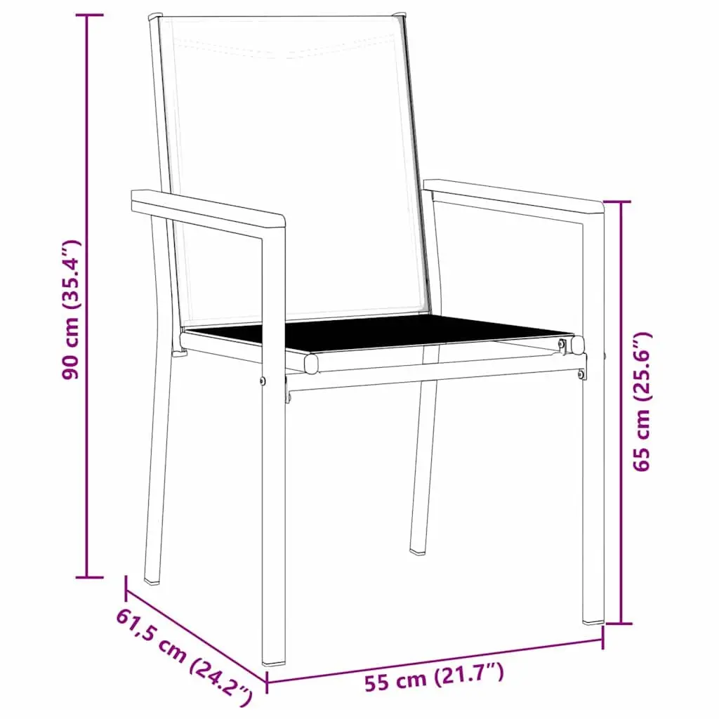 Garden Dining Set Steel Frame Textilene 5 Piece Black