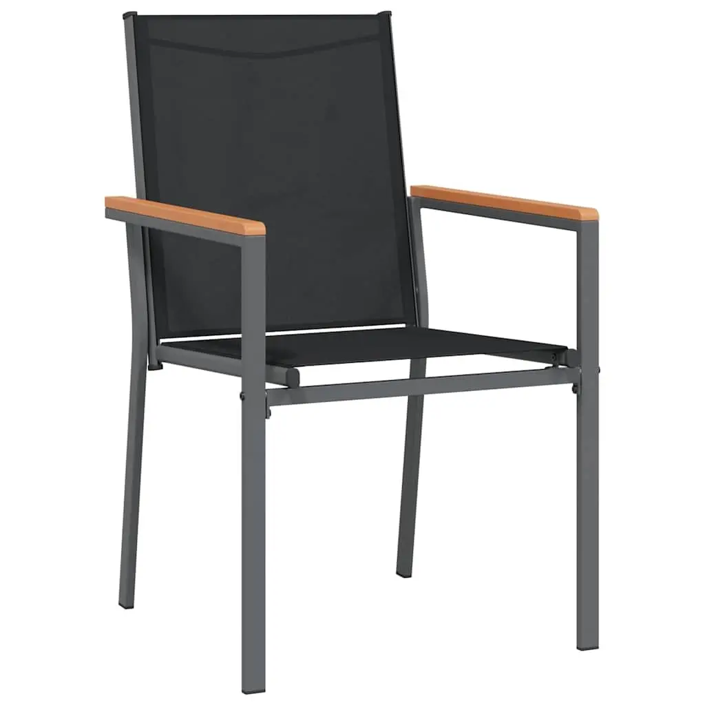 Outdoor Dining Set 5 Piece Black Steel Frame Textilene Mesh Table and Chairs