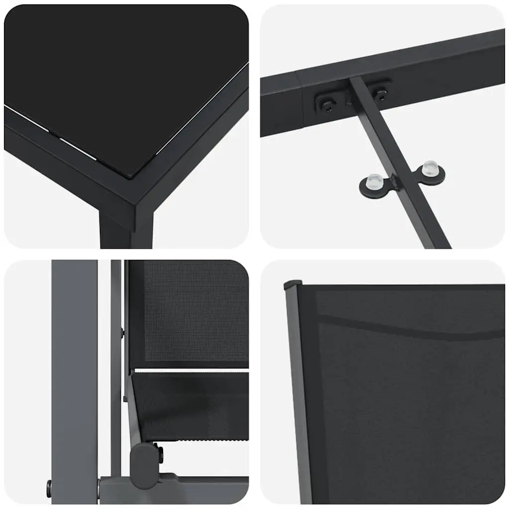Outdoor Dining Set 5 Piece Black Steel Frame Textilene Mesh Table and Chairs