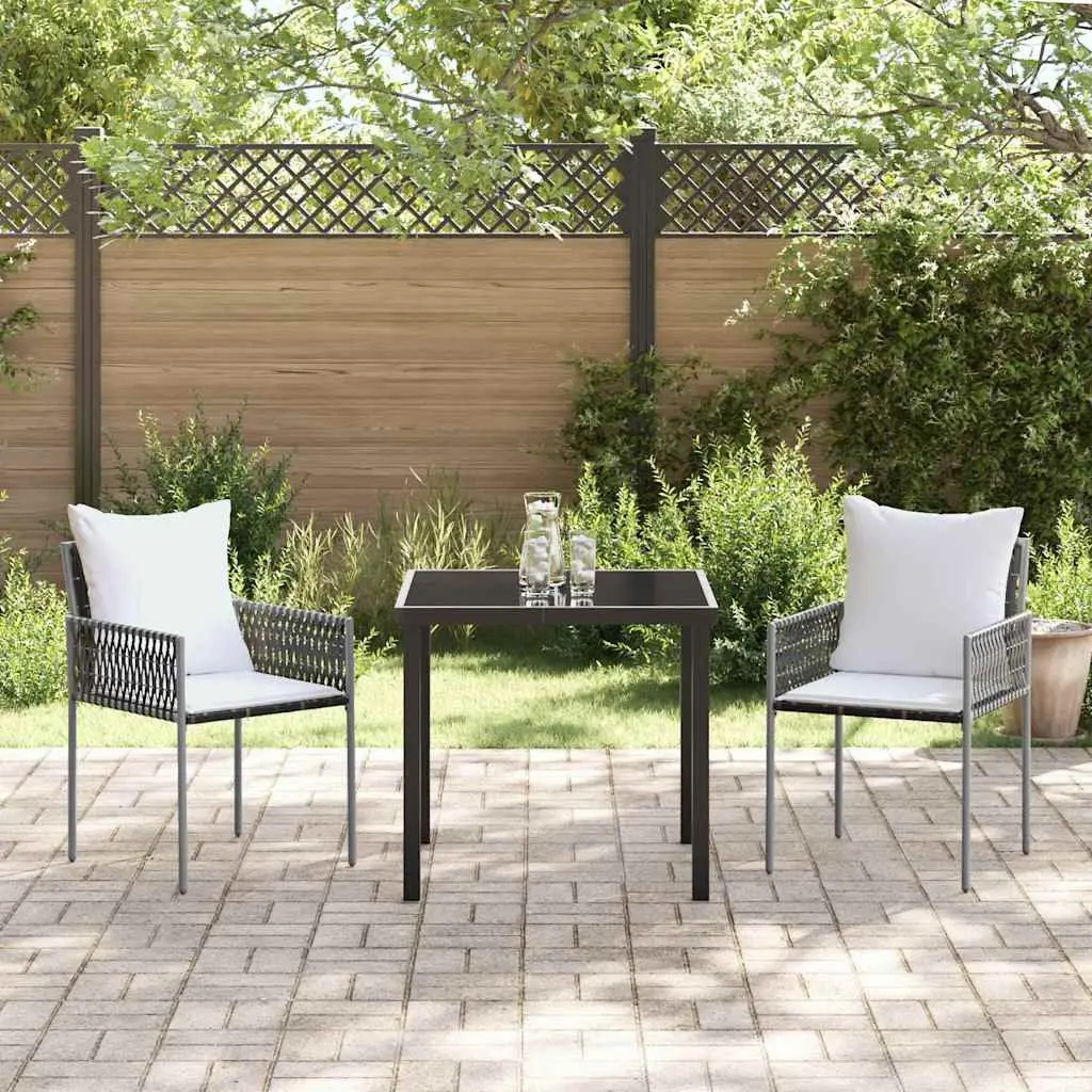 Garden Dining Set Poly Rattan 3 Piece Black and Brown Outdoor Furniture