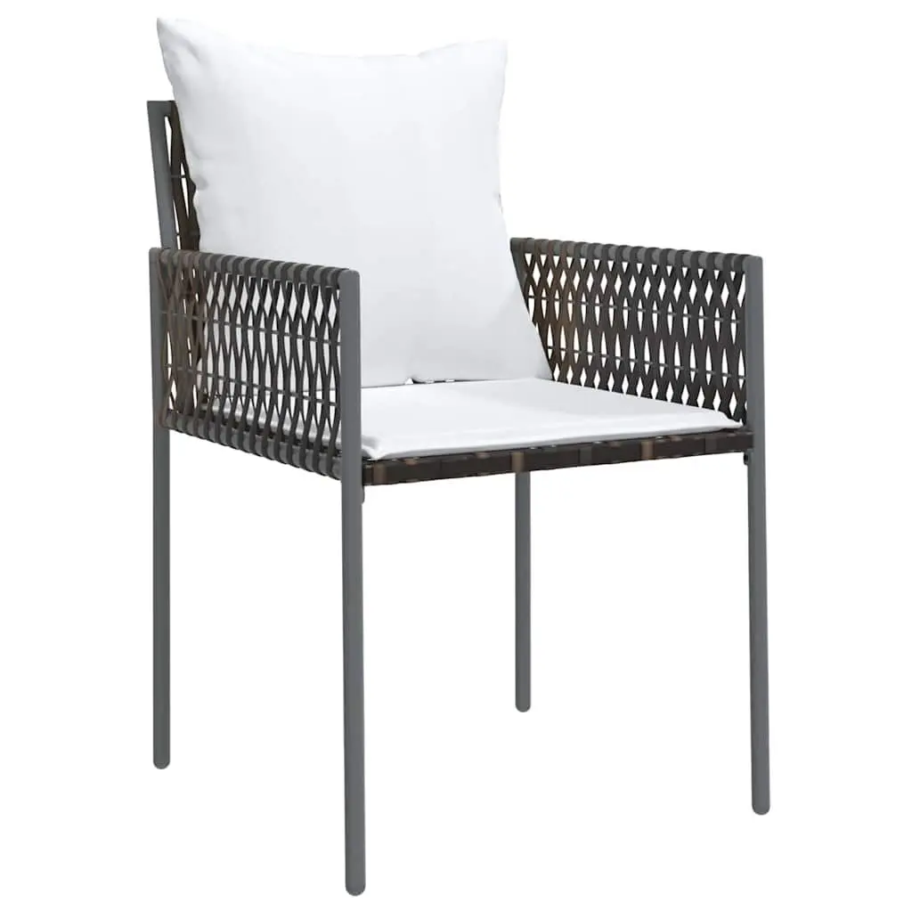 Garden Dining Set Poly Rattan Powder-Coated Steel 5 Piece Outdoor Furniture Brown