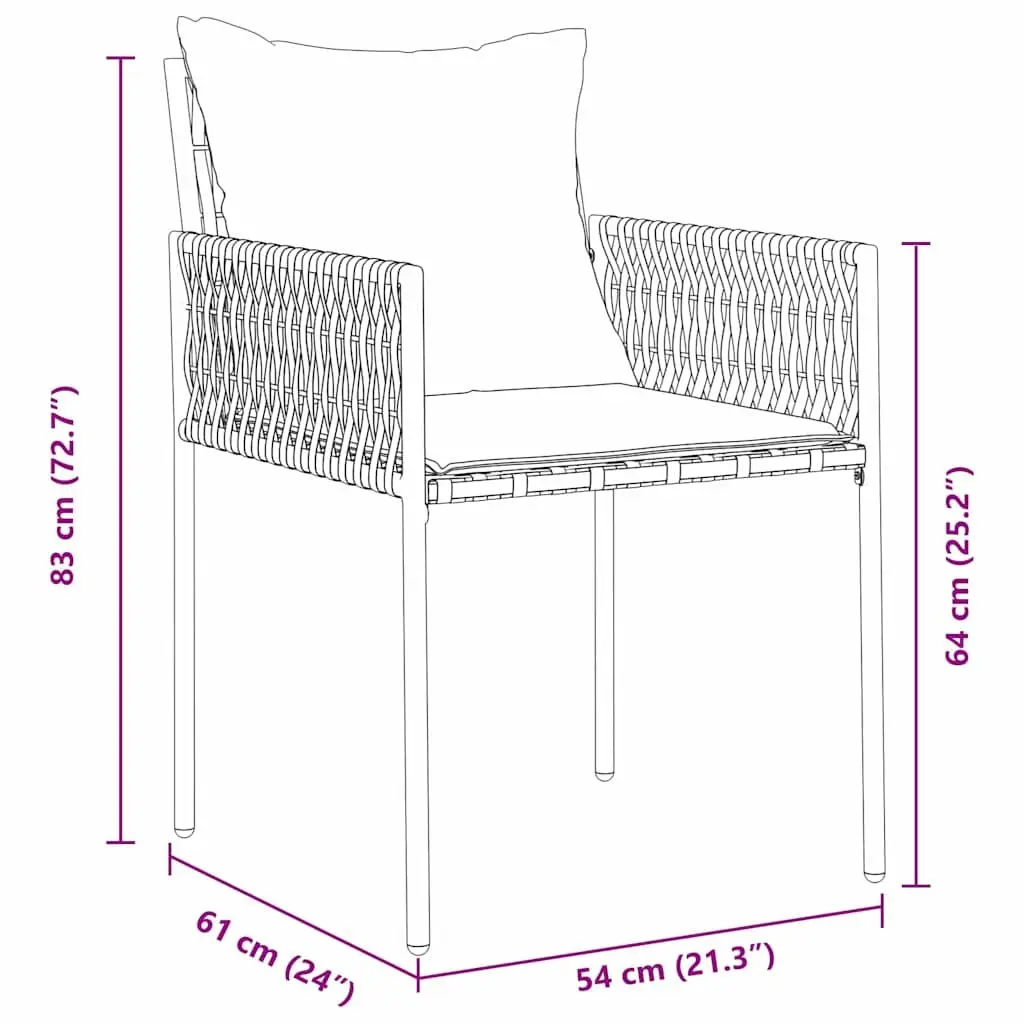 Garden Dining Set 5 Pieces Poly Rattan Powder-Coated Steel Black Grey Outdoor Furniture