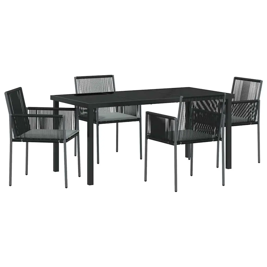 Garden Dining Set Poly Rattan Black 5 Piece Steel Frame