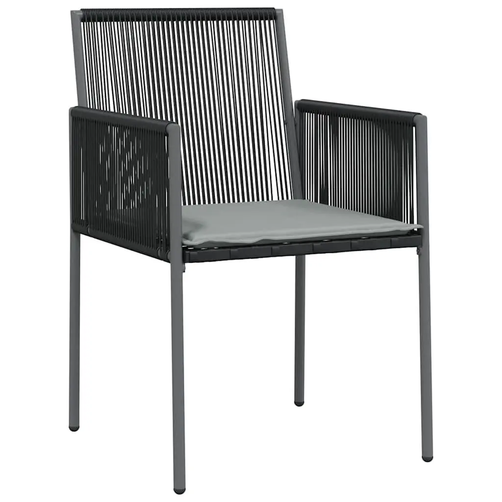 Garden Dining Set Poly Rattan Black 5 Piece Steel Frame
