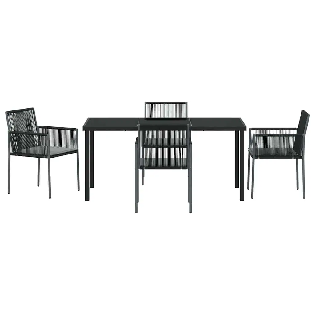 Garden Dining Set Poly Rattan Black 5 Piece Steel Frame