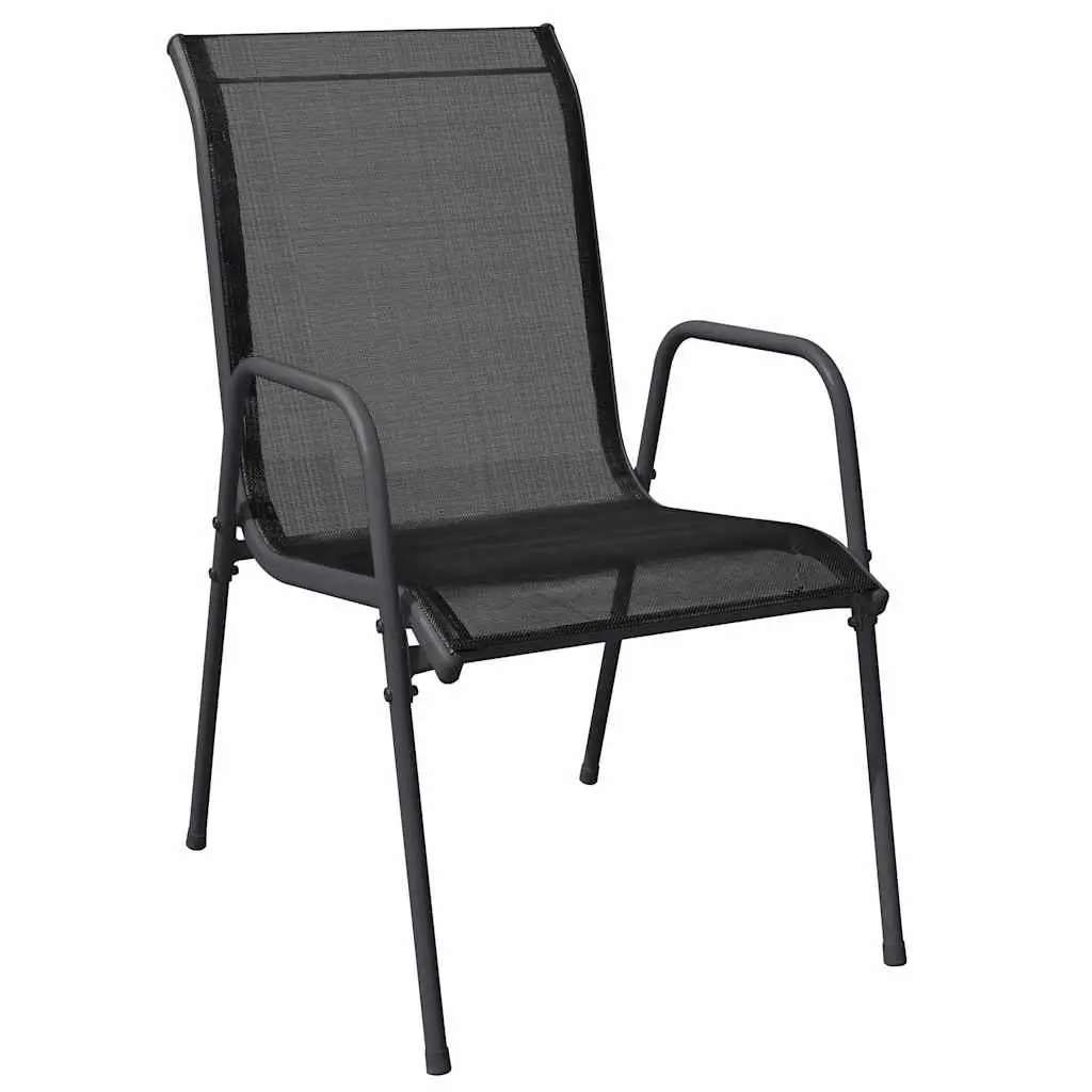 Garden Dining Set 5 Pieces Black Steel Frame Outdoor Furniture Patio Table