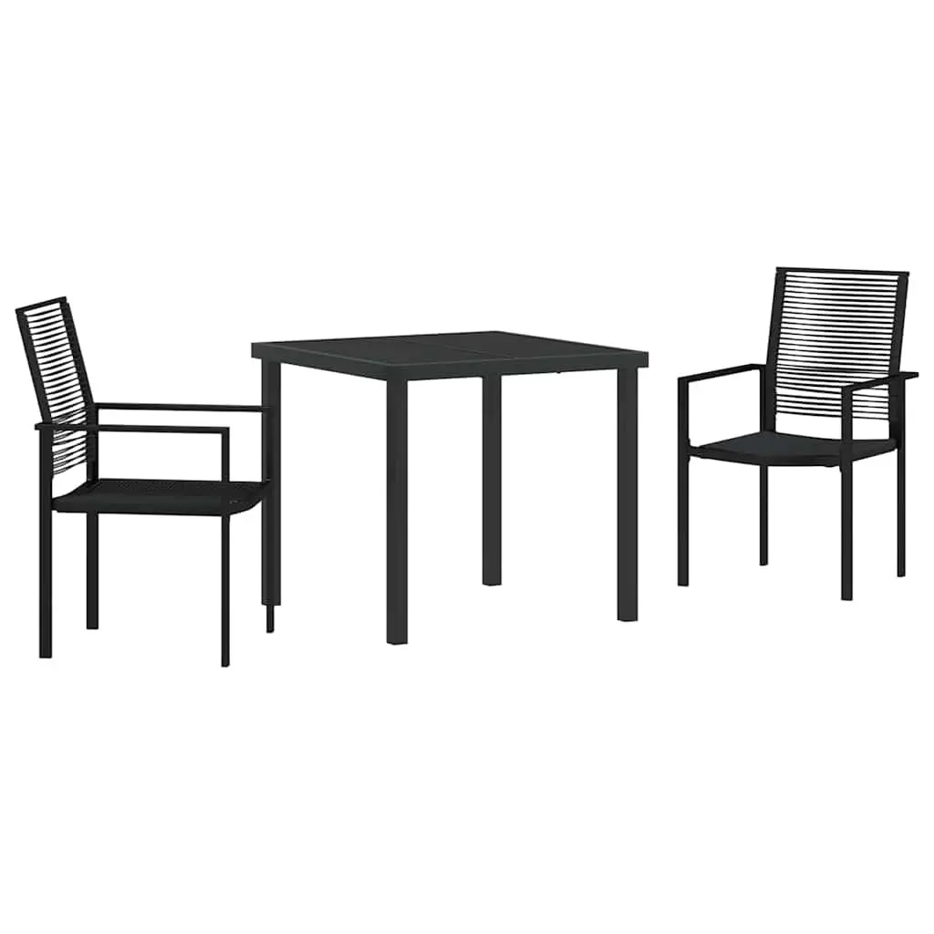 Garden Dining Set Powder-coated Steel 3 Pieces Black Outdoor Furniture